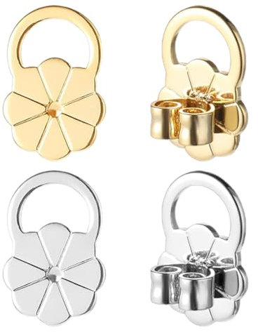 WeddHuis 4 pcs elevadores de Pendientes, hipoalergénicos, levantadores para aretes para lóbulos caídos, Ajustables Earring Backs Lifters, Pendientes elevadores