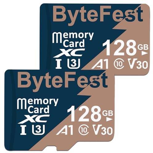 ByteFest 2 Pack Carte Mémoire Mic roSD 128Go avec 2 Adaptateurs, UHS-I U3 C10 V30 4K UHD, TF Card pour Caméras d'action Drone Consoles de Jeux