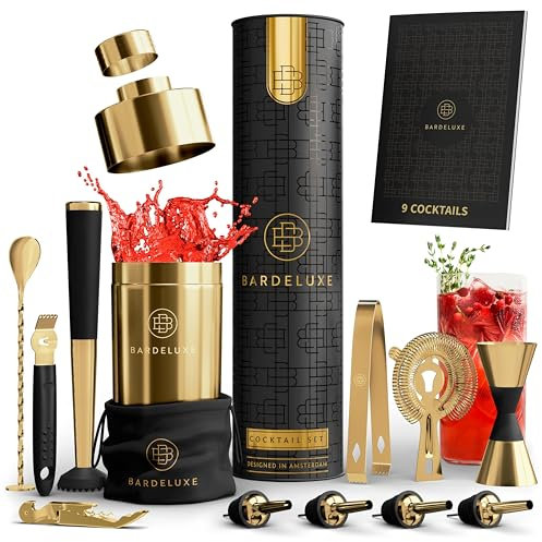 BarDeluxe® Set da cocktail da 12 pezzi, set da barista, mixer da cocktail, in acciaio inox, 750 ml, set da cocktail shaker da cocktail