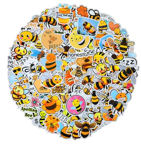 GEEHUA Bienen Aufkleber - 100 Stück, für Wasserflaschen, Laptop, Gepäck, Skateboard, Gitarre