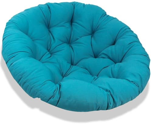 JIcloun Papasansessel Kissen 120cm, Stuhlkissen für Papasan Chair, Wasserdicht Dicke Bodenkissen Rund Groß, Runde Ersatzpolster für Hängesessel Rattansessel Korbsessel Outdoor Gartenmöbel Blau