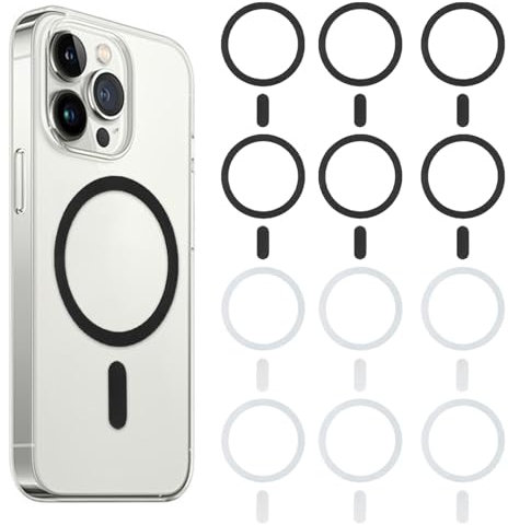 12Pcs Kompatibel mit Magsafe Ring Aufkleber Kompatibel mit Magsafe Magnet Ring Kompatibel mit Magsafe Aufkleber Kompatibel mit Magsafe Sticker Kompatibel mit iPhone 15/14/13 Samsung S22（Weiß,Schwarz）