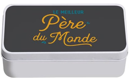 Aufbewahrungsbox aus Metall, Schwarz – Der beste Vater der Welt, Papa, Familie, Vatertag – 11 x 18,5 x 5,5 cm – Aufbewahrungsbox, Schlüssel, Werkzeug, Brotdose, Zucker, Kekse