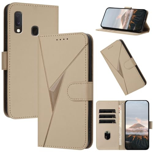 FCAXTIC Hülle für Samsung Galaxy A20e Hülle, PU Leder Handyhülle mit Standfunktion, Magnet Schutzhülle Tasche für Galaxy A20e, Gold