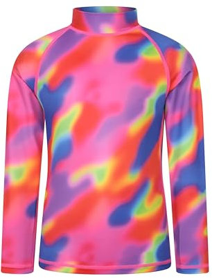 Mountain Warehouse Bedrucktes Kinder-Schwimm-/Wassersportshirt - langärmelig, leicht, Mädchen/Jungen, schnell trocknend - Frühling, Sommer, Schwimmen Hell-Orange (Gedruckt) 116