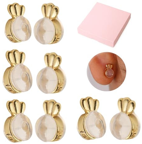 Tuercas Elevadoras para Pendientes – 4 Pares para Lóbulos Caídos y Orejas Rasgadas | Silicona Hipoalergénica | Diseño Corona | Cris Vida Valor – Caja Regalo Premium