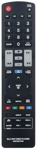 VINABTY AKB73615702 Télécommande de rechange pour lecteur DVD Blu-ray LG AKB73615702 BP620 BP520 BD561 BD572 BD592 BD370 BX585 BD550 BD570 BX580 BD590 BD561N BD550 92N BH7 220B BP620N