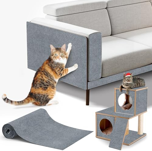 ALEIFLE Kratzmatte für Katzen, selbstklebender Möbelschutz, Anti-Kratz-Pad für Sofa, Couch und Wand (Hellgrau, 40x60cm)