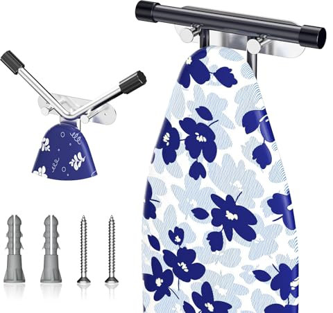 Bügelbrett Wandhalterung, Bügelbretthalterung Wand, Bügelbretthalter Edelstahl, Aufhängung für Bügelbretter, Haken für Bügelbretter, Bügelbrett Halterung für Waschküche, Silber Bügelbrettaufhängen