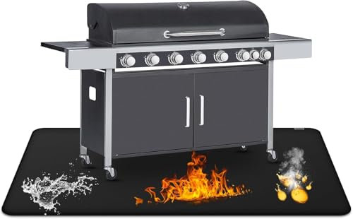120x175 cm Feuerfeste Unterlage, Hitzeschutzmatte, Antihaft-Material Bodenschutzmatte, Grill Matten, Bodenmatte Feuerstellenmatte Outdoor BBQ Matte für Gasgrill Holzkohlegrill