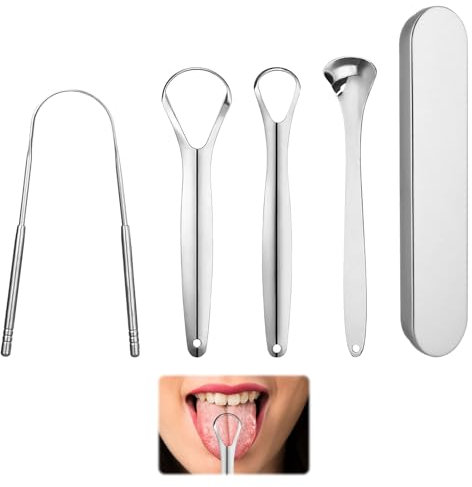 Gratte-Langues, 4 Pièces Tongue Scraper, Gratte Langue, Racle Langue, Brosse Langue, Gratte-Langue, Lave Langue, Rape Langue, Grattoir Langue, Nettoyeur Langue, Gratte Lange