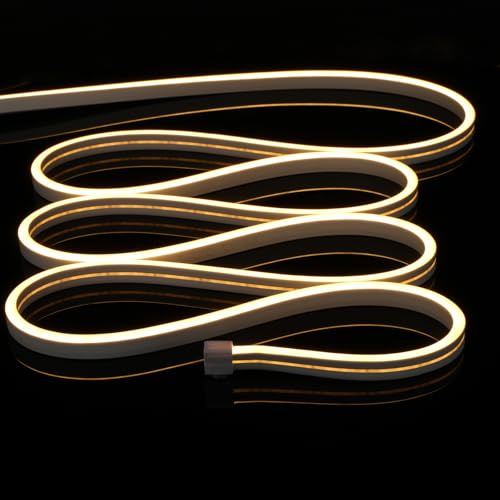 VILHTL Neon LED Strip Light, 12V 5m Warm White LED Lights Strip, 3000K Waterproof Outdoor Silicone Flexible LED Strips for Bedroom Kitchen Indoor Decor