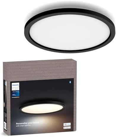 Philips Hue Aurelle White Ambiance Smart Lighting Round 24.5W Panel Light, black, with Bluetooth, Works with Alexa, Google Assistant and Apple Homekit, new generation