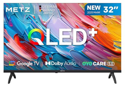 METZ QLED 32 Pollici Smart TV HD, 32MQF7000Z, HDR10, Dolby Audio, Riduzione Luce Blu, Google TV, Googlecast,Tuner DVB-T/T2/C/S/S2/Analogico