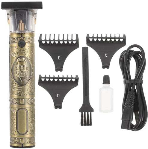Zerodeko Elektrischer Buddha Head Haartrimmer USB Wiederaufladbar Leistungsstarker Motor Aufsteckkämme Kabelloser Haarschneider für Präzises Schneiden Friseursalon Geeignet Goldfarben