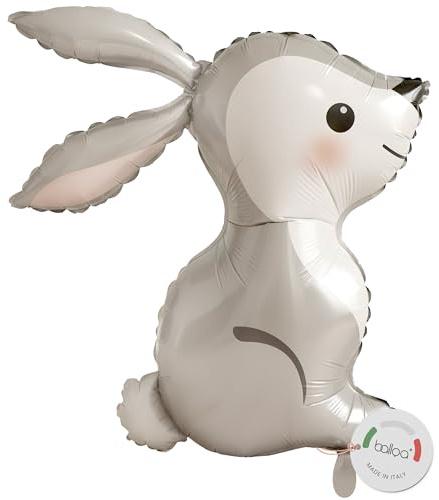 balloa Folienballon Hase, XXL Waldtiere Deko Kindergeburtstag, 68 cm | Hase Motiv im Woodland Stil, XXL Tierform, heliumgeeignet, ungefüllt, Deko für Kindergeburtstag und Waldtierparty