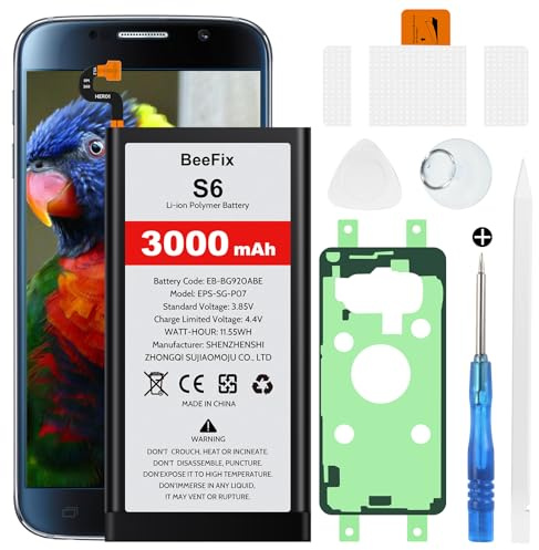 Akku für Samsung Galaxy S6 | 3000mAh hohe Kapazität, intelligenter Chip für längere Laufzeit, Sicherheit, Profi-Werkzeugset inkl.