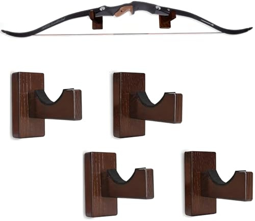 Bogenständer Wandhalterung Holz Bogenaufhänger Bogenhaken Wandmontage Bogenlagergestell Universeller Bogenhalter Ständer für Recurve-, Compound- und Langbogen Shop-Display Bogen - Kein Bogen (2 Sets)