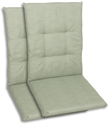 GO-DE Textil Bequeme und attraktive Polsterauflagen für Mittellehner-Gartenstühle (2er-Set, Uni grün, Mittellehner)