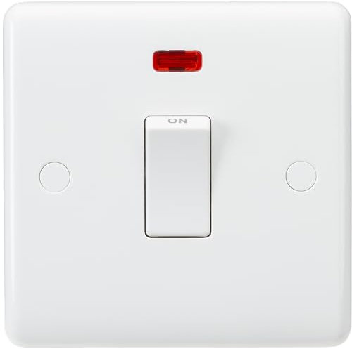 Knightsbridge CU8341N Curved Edge 20 A DP Switch with Neon, White