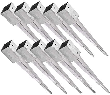 SunnyDeals Einschlaghülsen für Pfosten 9x9 cm | 10er Set Bodeneinschlaganker verzinkt | Einschlaghülsen ca. 91x91x750 mm | Bodenanker für Kantholzpfosten ohne Betonieren