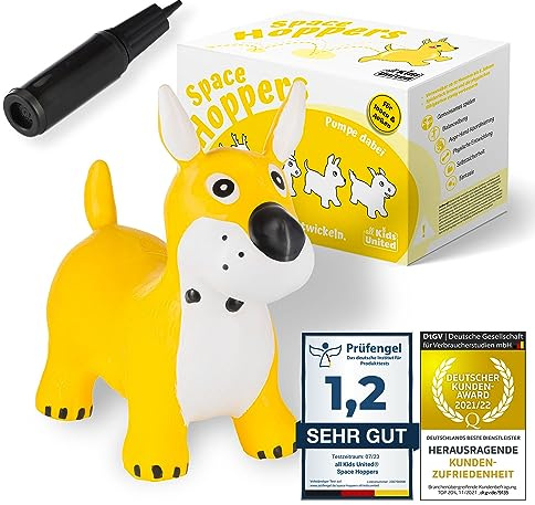 all Kids United® Perro Saltarín Infantil con Bomba - Juguete Motor | Animal saltarín inflable para interior y exterior - libre de sustancias nocivas - bomba incluida
