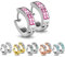 Treuheld® | Silberne Klapp-Creolen/Ohrringe zum Klappen | medizinischer Edelstahl | Kristalle in Pink/Rosa | 4mm x 15mm | Set/Paar Ohrstecker