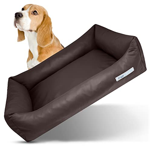 dogsfavorite Hunde-Bett - waschbares Hundekörbchen - hochwertiges Hundesofa - gelenkschonendes Hundekissen - robuste Hundematte - Hundekorb - Dunkelbraun Mocca - Gr. M 100 x 75 cm
