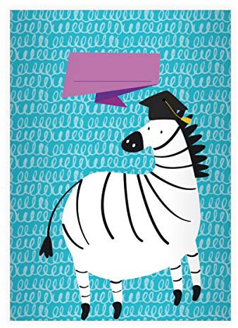 Kartenkaufrausch 4 fröhliche Gelehrten DIN A4 Schulhefte, Schreibhefte mit schlauem Zebra, hellblau Lineatur 20 (blanko Heft 16 Blatt/32 Seiten) Notizheft, Kladde für Schule, Universität, Büro