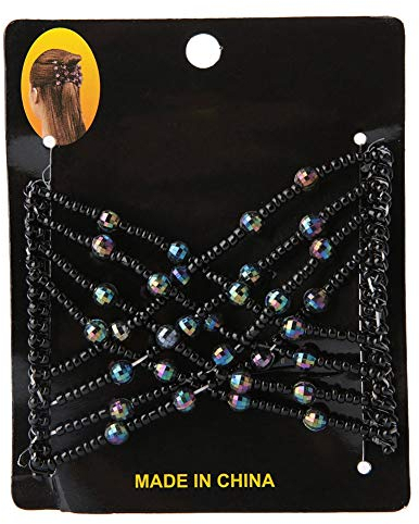 Magic Stretchy Hairpin - Double Comb with Elastic for Thick Hair - Women & Girls Hair Accessory (Black)