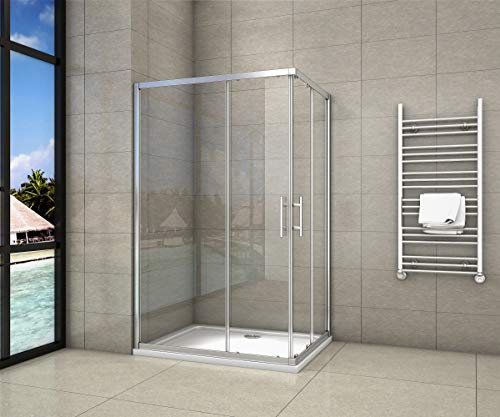 Cabine de douche 70x90x195cm en 6mm verre anticalcaire porte de douche coulissante l'ccès d'angle