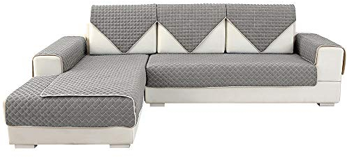 JTWEB Sofa Schutz Abdeckung Sofa Überwurf L-Form Anti-rutsch Sofa sofabezug l Form Baumwolle Polyester Sofa Abdeckung sofabezug für Sektionaltore Couch,Verkauft in Stück,Grau,90 * 90(36in*36in)-1pcs