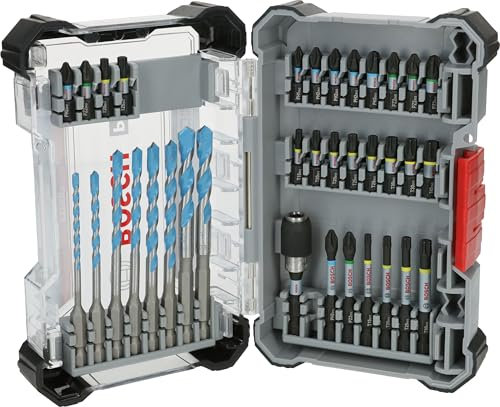 Bosch 35x PRO Impact Mixed Set, 35-Piece (for Concrete, Soft Tiles, 200 x 107 mm, Professional Accessories Screwdriver, Screwdriver)