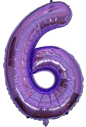 DIWULI Luftballon 6 Geburtstag XXL Lila, Zahlen-Ballon Deko