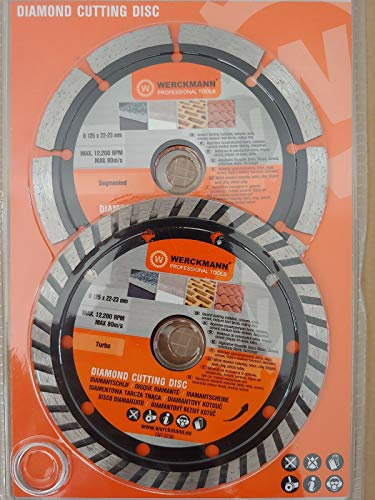 Lot de 2 disques à tronçonner diamantés professionnels 125 mm pour béton et pierres