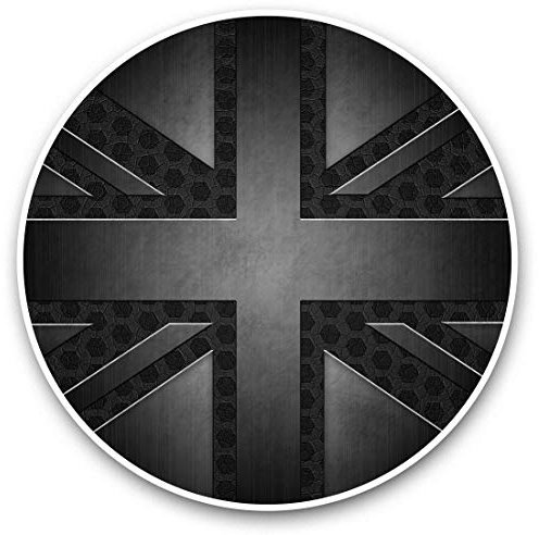 2 adesivi in vinile da 7,5 cm – Grunge Black British Union Jack Flag Decals 43004