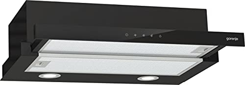 Gorenje TH 64E4BG Dunstabzugshaube/ LED Beleuchtung/ Polyurethanfilter/ Abluft oder Umluftbetrieb, Schwarz / Glas -450 M³/H Leistung