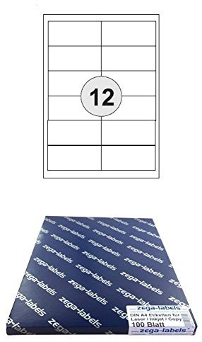 1.200 Etiketten 97 x 42,3 mm wetterfeste Polyester Folie TRANSPARENT stark haftend auf DIN A4 Bögen (2x6 Etiketten) - 100 Blatt Pack - Universell für Laser/Farblaser einsetzbar - 97x42mm - 8-teilig