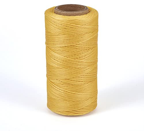 PandaHall - Cordoncino piatto in poliestere cerato, 260 m, 1 mm, per lavori artigianali, cucito e cucito a mano, rilegatura a mano, strumenti per lavori fai da te, riparazione scarpe (oro)