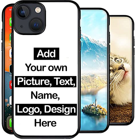 Personalised Phone Case compatible with iPhone 13 Mini, Add Your Text, Picture, Design, Logo on Shockproof TPU Bumper back Cover Customised Gift idea for Birthday, Wedding, Anniversary, Special Moment