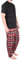 Mens Pyjamas Set Trousers Woven Check Lounge Pants Short Sleeve T Shirts Top (XL, Red - PjamaSet-21)