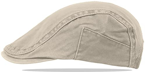 Van Der Rich ® - Schirmmütze aus Baumwolle Flatcap Einstellbar - Herren (Beige, One Size)