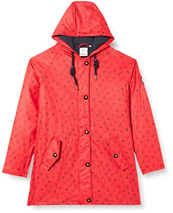 Ankerglut Damen Damen Friesennerz Regenmantel Regenjacke mit Kapuze Gefüttert Wasserdicht Wetterfest Übergangsjacke #Ankerglutwolke Regenjacke