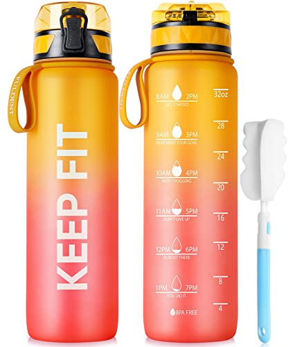 FULDENT Sports Water Bottle 1L Leakproof Design Water Bottle, BPA Free Tritan Plastic Drinking Bottle for Teenager, Adult, Sports, Hiking, Gym, Fitness, Outdoor, Cycling, School & Office