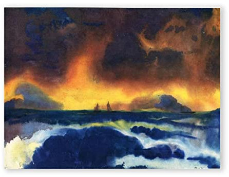 IKYE Segelboot-Bilder auf Leinwand. Berühmte Meereslandschaften auf Leinwand. Emil Nolde. Segelboot-Leinwand-Wandkunst für Wohnzimmerdekoration, 70 x 105 cm (27,5 x 41,4 Zoll), rahmenlos