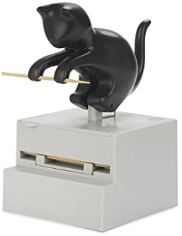 Balvi Distributeur de Cure-Dents Frisky Couleur Noir Distributeur de Cure-Dents en Forme de Chat Plas