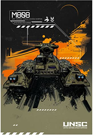 Displate - Metallposter - Magnet-Montage - Halo Game - Halo Graphics - Scorpion Tank - Größe M - 32x45cm Matt