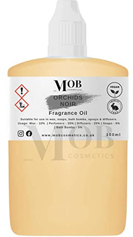 Orchids Noir Luxury and Designer Fragrance Oil | Highly Concentrated | Perfect for Candles, Soaps, Bath Bombs, Diffusers, Wax Melts | UK Made | Vegan (Orchids Noir, 100ml (Pack of 1))