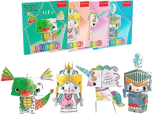 Monumi- 3D Figuren zum Malen, 3D Malbücher für Kinder, Ausmalbuch Kinder Kreativ Set, Coloring Book aus Karton, Set: Einhorn Spielzeug, Prinzessin Spielzeug, Ritter Spielzeug, Drache Spielzeug