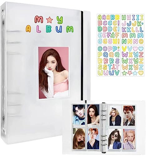 Photocard Binder A5 Kpop Photocard Holder, 200 Pockets Large Capacity Kpop Photo Card Binder, Refillable A5 6 Rings Photo Card Album, Waterproof PVC Free Clear K-pop Album with DIY Letter Sticker